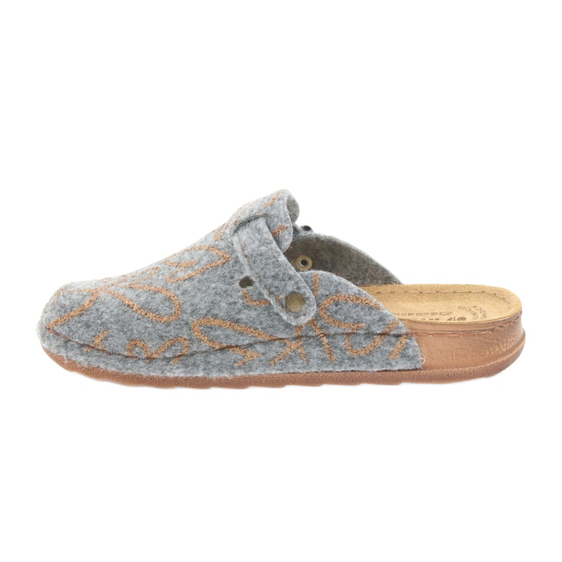 Papuci de pâslă Inblu UA033 inimi aurii gri galben 2