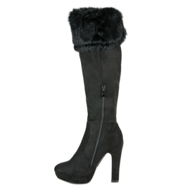 Super Me Cizme din piele de căprioară cu blană negru 2 Super Me Cizme din piele de căprioară cu blană negru 2