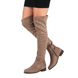 Cm Paris Cizme clasice din piele de căprioară maro 1