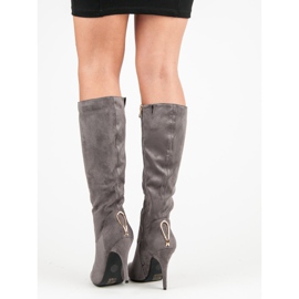 Cm Paris Cizme sexy cu toc înalt gri 1