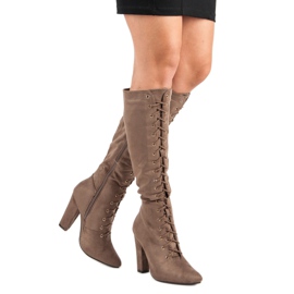 Cm Paris Ghete cu dantelă maro 1