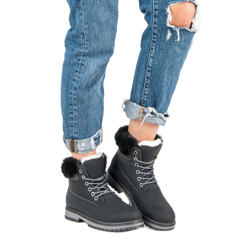 Fgm Paris Capcani negri cu blană negru 1