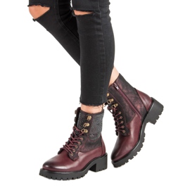 Ideal Shoes Muncitori dantelați pe platformă multicolor roșu 2