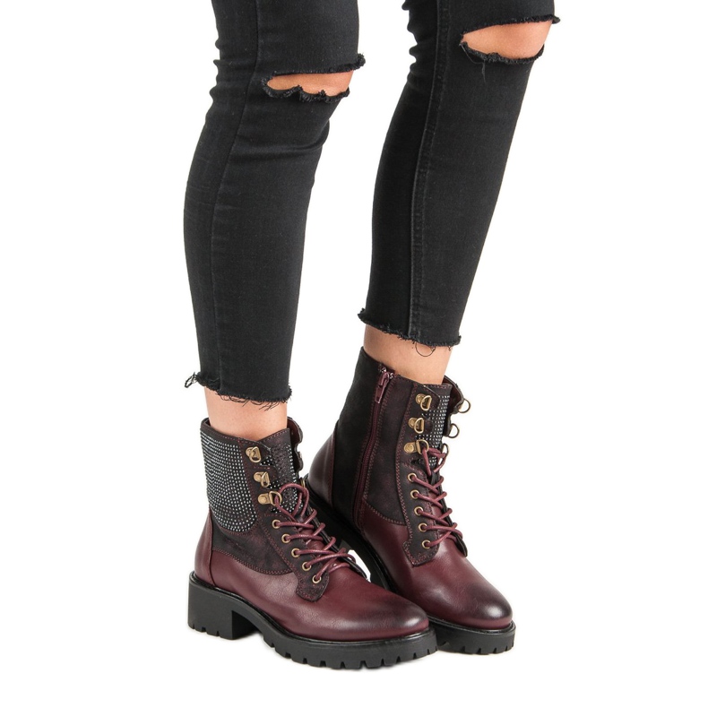 Ideal Shoes Muncitori dantelați pe platformă multicolor roșu 1