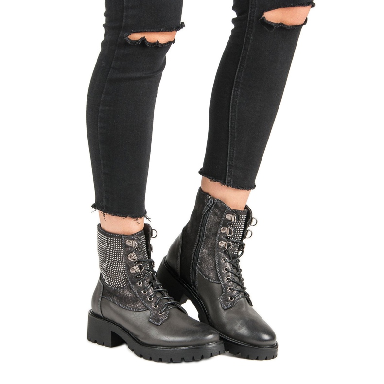 Ideal Shoes Muncitori dantelați pe platformă verde 2