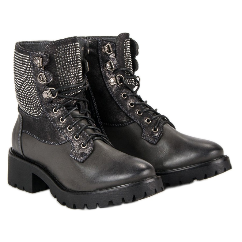 Ideal Shoes Muncitori dantelați pe platformă verde 1