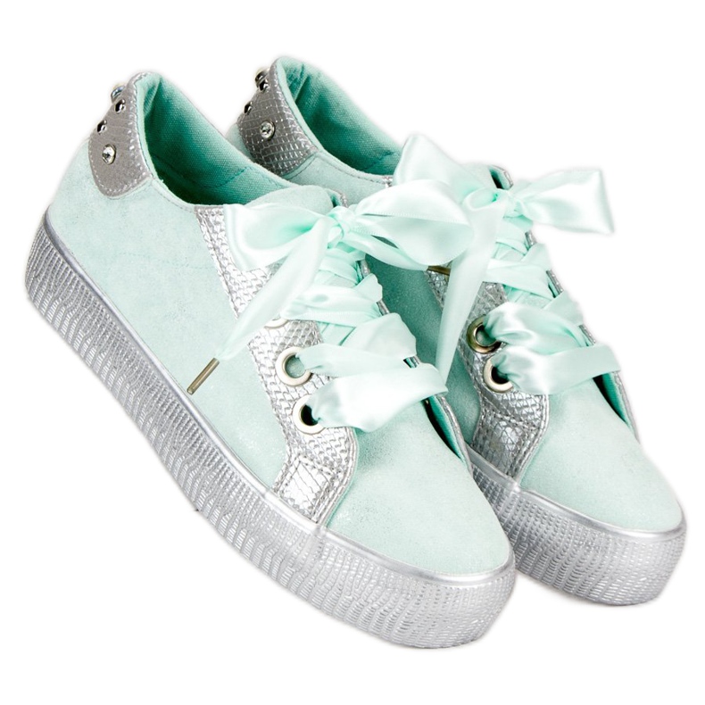 Bestelle Pantofi sport legați verde 1