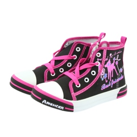 American Club Pantofi pentru copii adidasi negri cu fermoar american TEN13 negru albastru roz 3