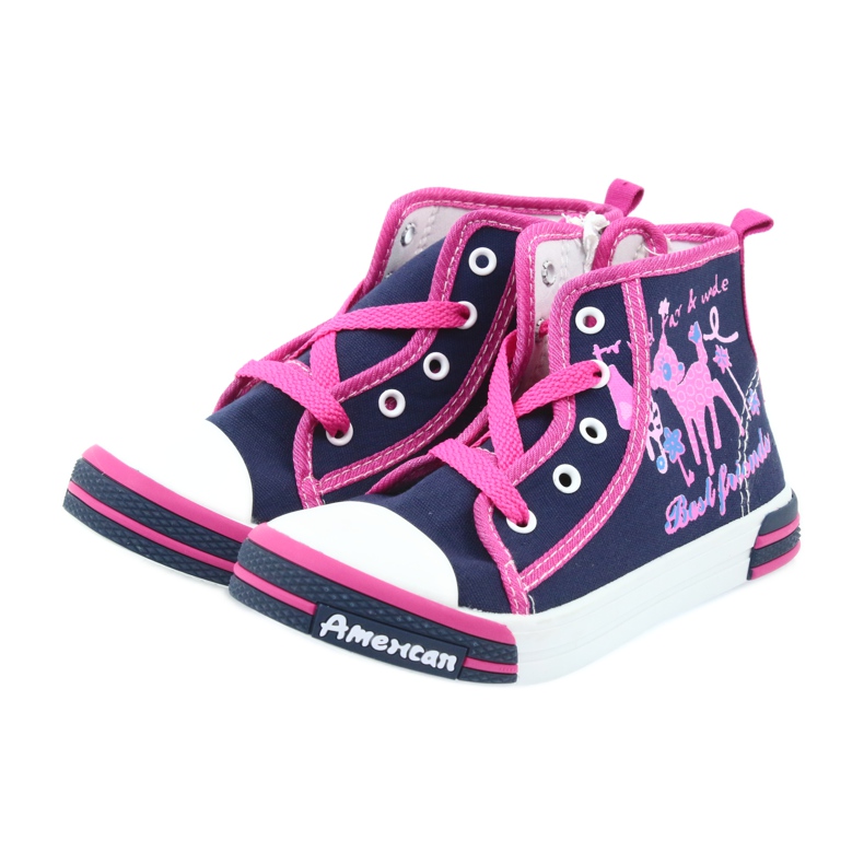 American Club Tenisi americani TEN13 bleumarin cu fermoar albastru marin albastru roz 3