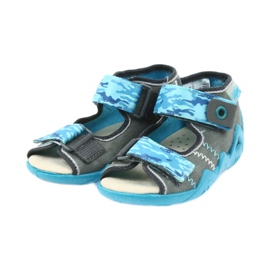 Befado pantofi copii sandale cu inserție din piele 350P062 albastru gri 3
