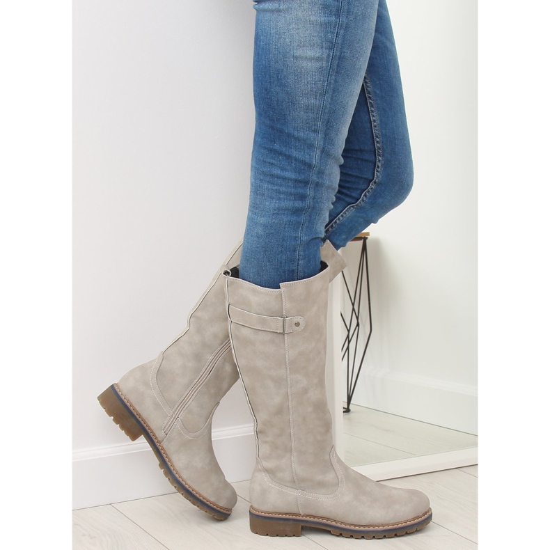 Cizme din lemn bej GD-WL-07 Bej gri 1 Cizme din lemn bej GD-WL-07 Bej gri 1