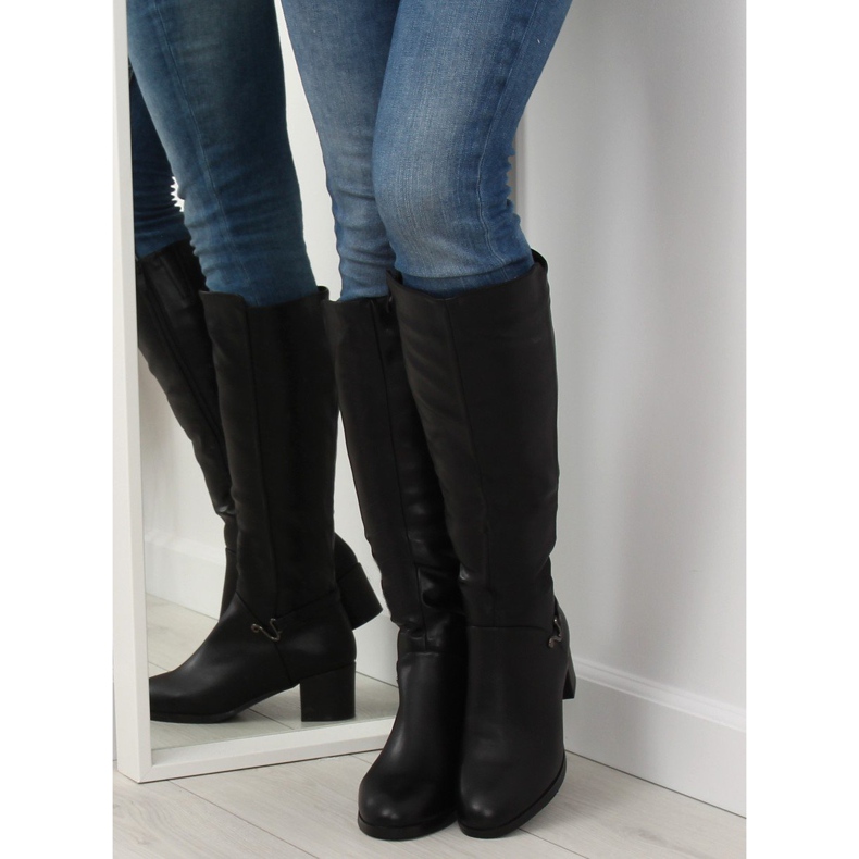 Cizme negre cu toc mic SG-206 Negru 1 Cizme negre cu toc mic SG-206 Negru 1