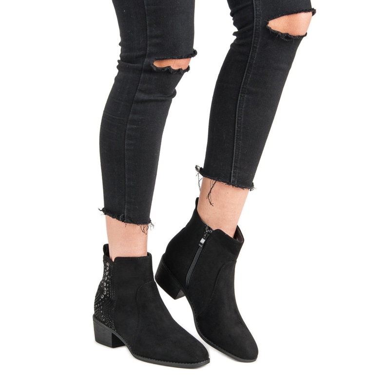 Nio Nio Cizme negre cu cristale negru 2