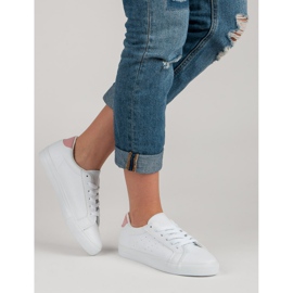 Pantofi sport albi roz 1