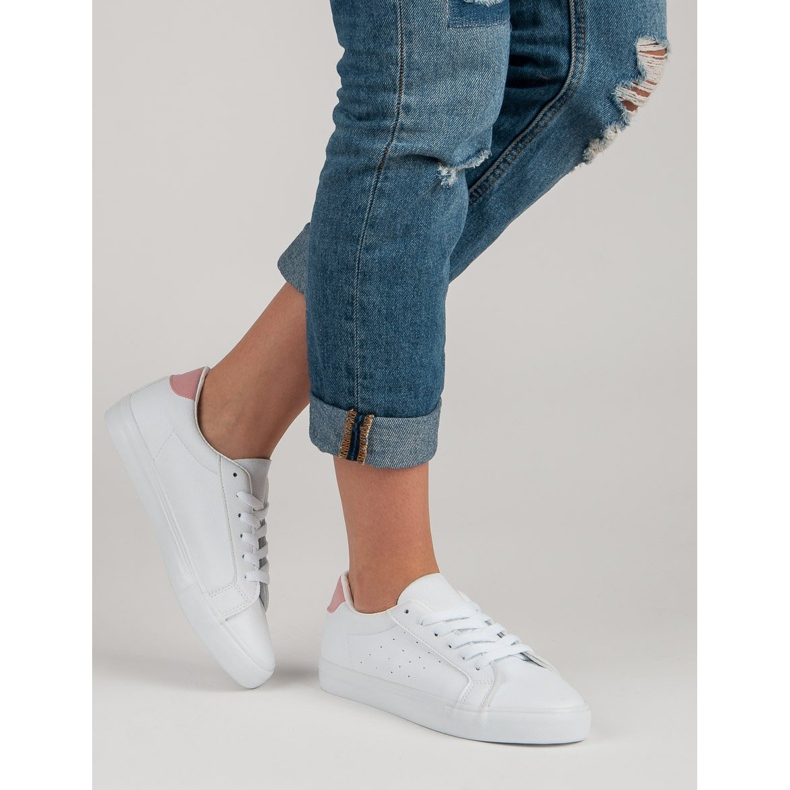 Pantofi sport albi roz 1