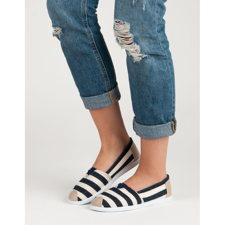 Comer Sliponi cu dungi alb maro multicolor 2