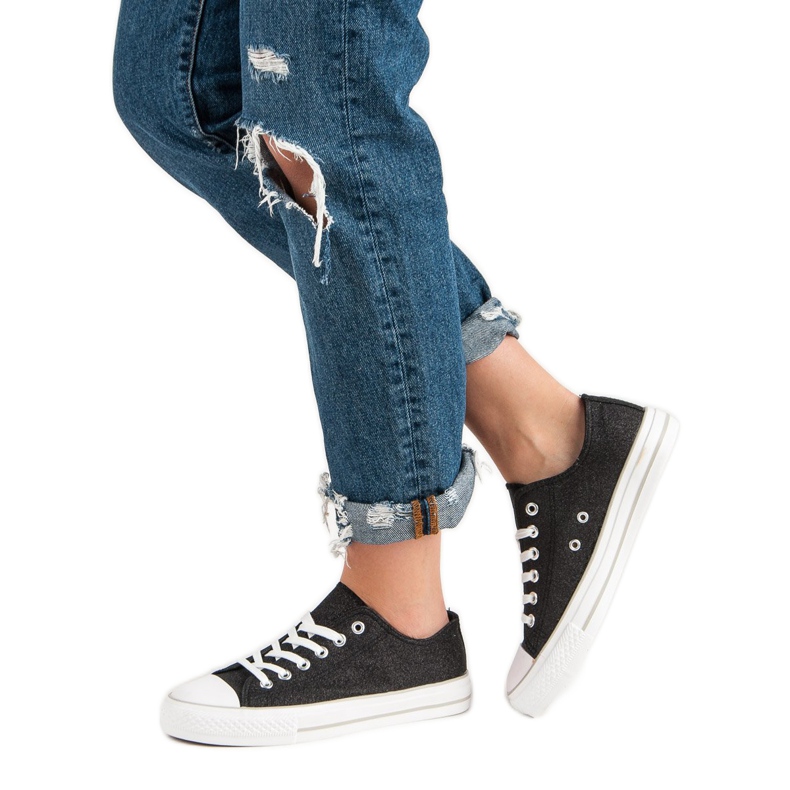 Adidași cu sclipici negru 2