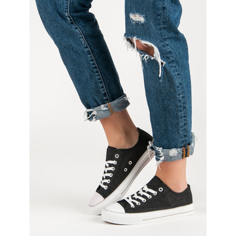 Adidași cu sclipici negru 1