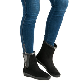 Kylie Galosuri din piele intoarsa cu fermoar decorativ negru 2