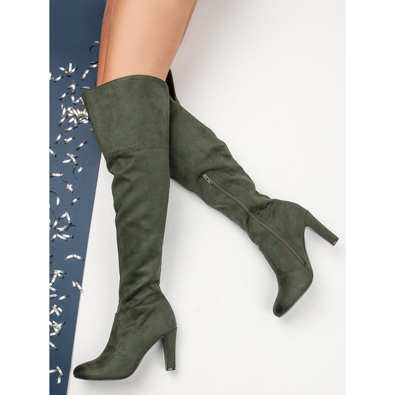 Cizme VINCEZA cu toc înalt verde 2 Cizme VINCEZA cu toc înalt verde 2