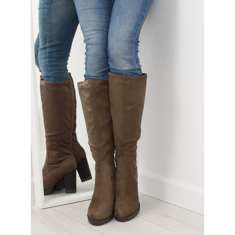 Cizme cu toc kaki 7290 Kaki 1 Cizme cu toc kaki 7290 Kaki 1