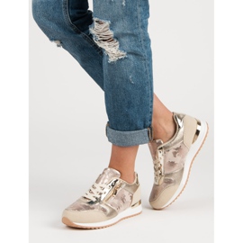 Pantofi sport cu fermoar decorativ galben roz 2