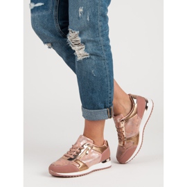 Pantofi sport cu fermoar decorativ galben roz 2