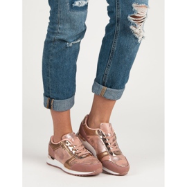 Pantofi sport cu fermoar decorativ galben roz 1