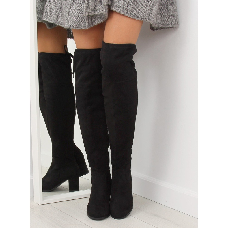 Ghete negre cu toc înalt PE186 Negru 1