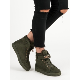 Adidași înalți din piele de căprioară verde 1