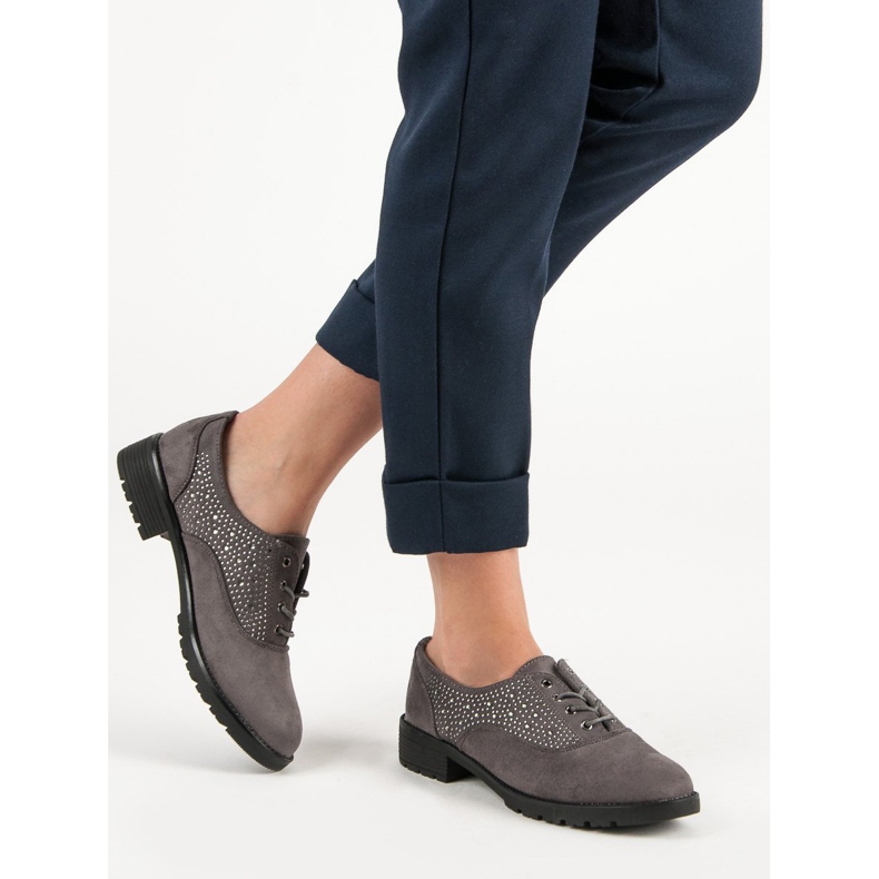 Pantofi din piele de căprioară gri 2