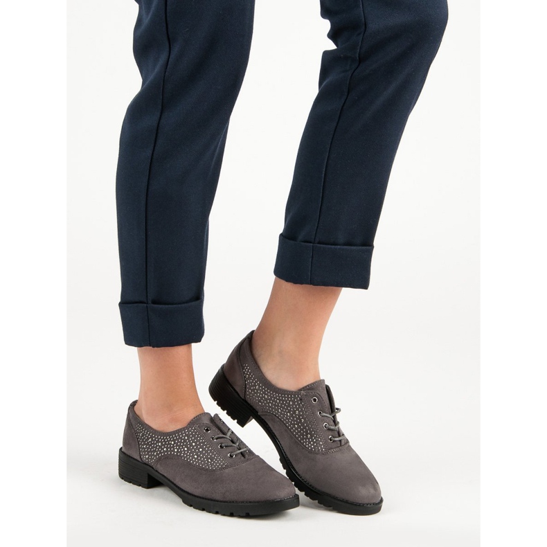 Pantofi din piele de căprioară gri 1