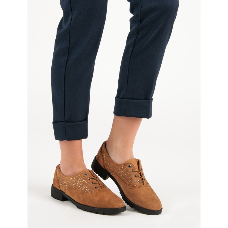 Pantofi din piele camel maro 1