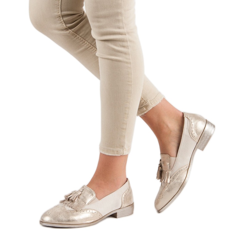 Tina&Co Mocasini cu franjuri galben 2