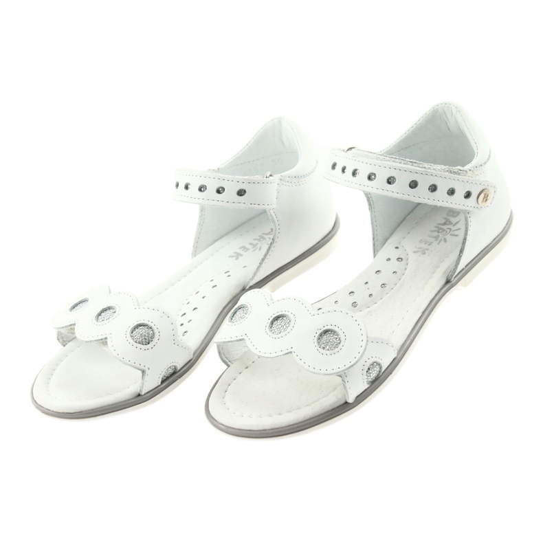 Bartek Sandale de piele albă cu roți de argint 4