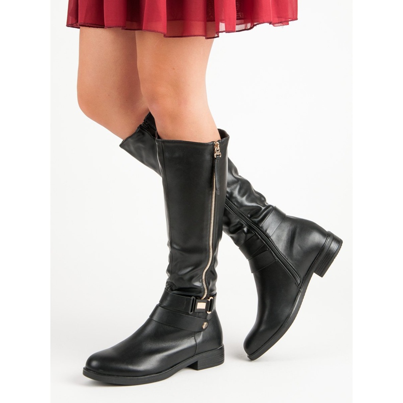 Super Me Cizme negre cu fermoar negru 1 Super Me Cizme negre cu fermoar negru 1