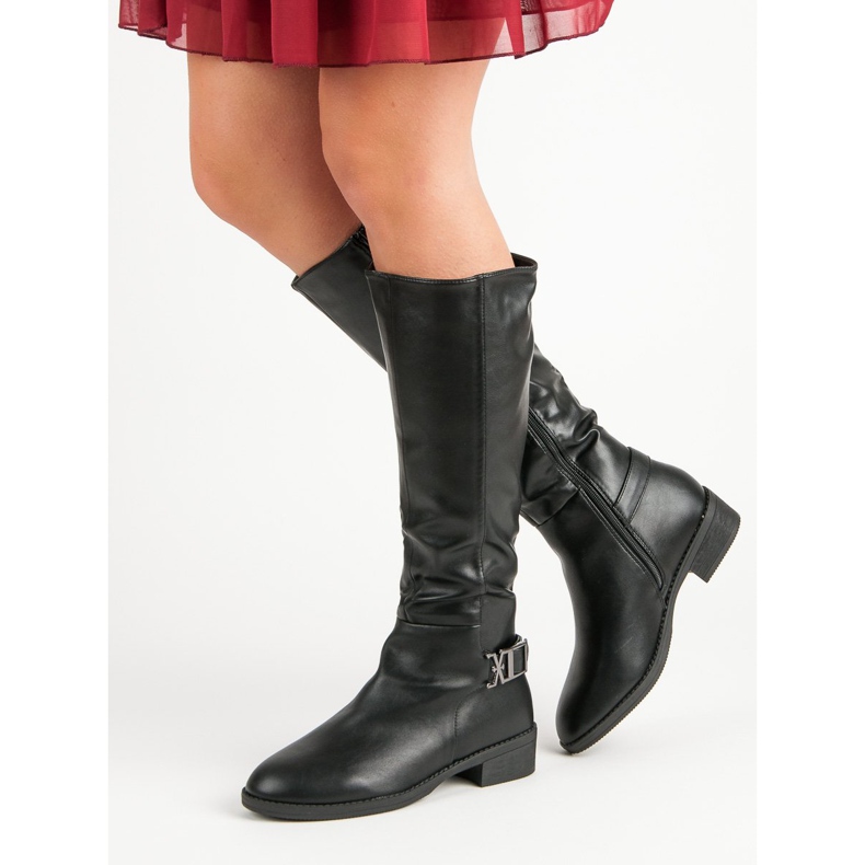Super Me Cizme clasice pentru genunchi negru 2