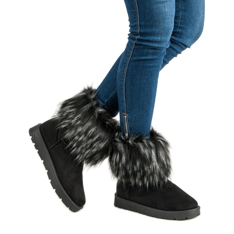 Mukluki negru cu blană 1 Mukluki negru cu blană 1