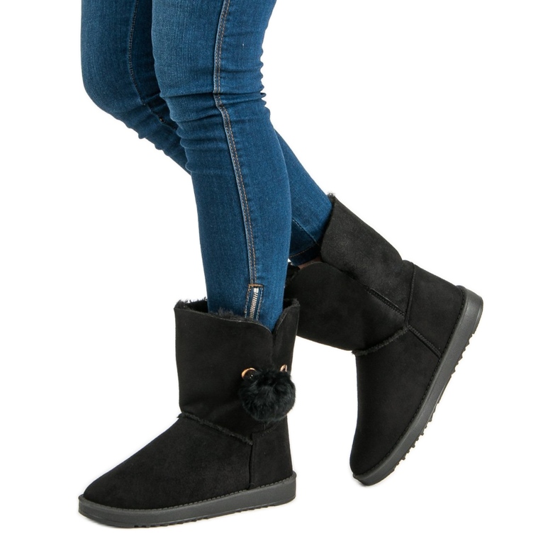 Mukluki cu piele de oaie negru 1 Mukluki cu piele de oaie negru 1