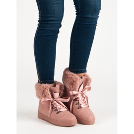 Cizme de zăpadă roz cu blană 1