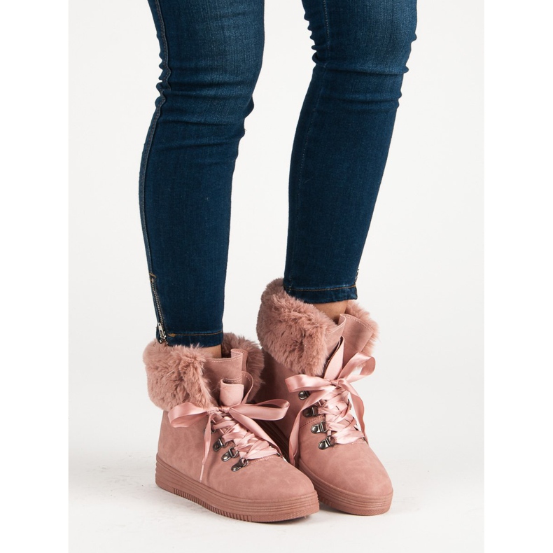 Cizme de zăpadă roz cu blană 1