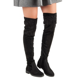 R'S Cizme clasice peste genunchi negru 2