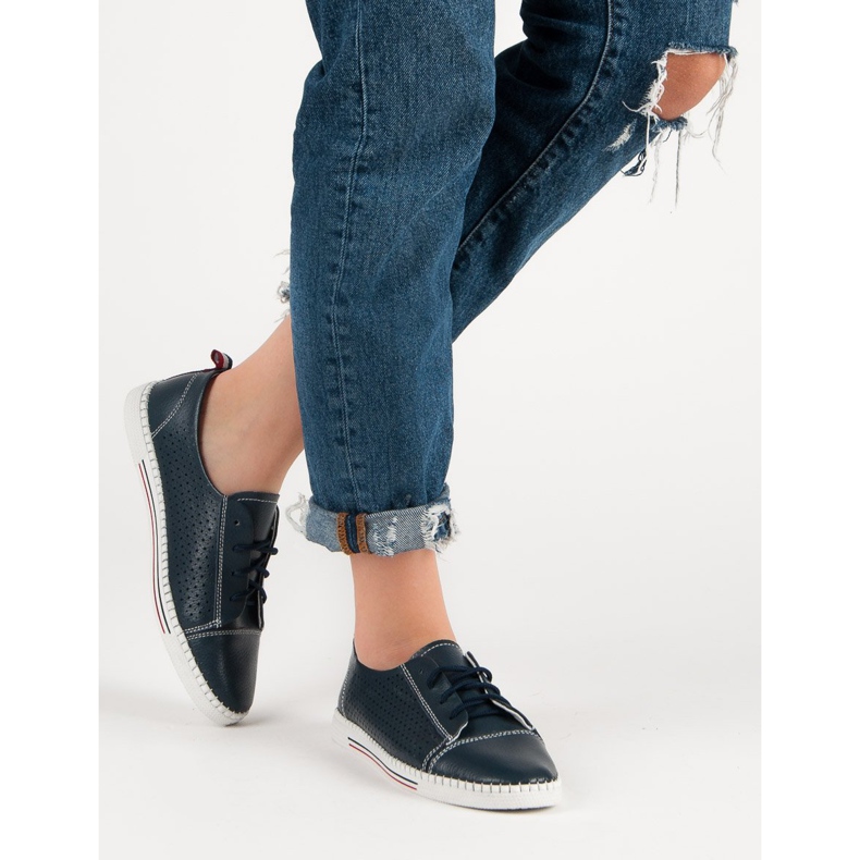 Adidași ajurati din piele VINCEZA albastru 2 Adidași ajurati din piele VINCEZA albastru 2