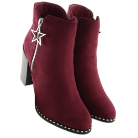 Ghete pe toc stabil burgundy 8576-2 Roșu roşu 2