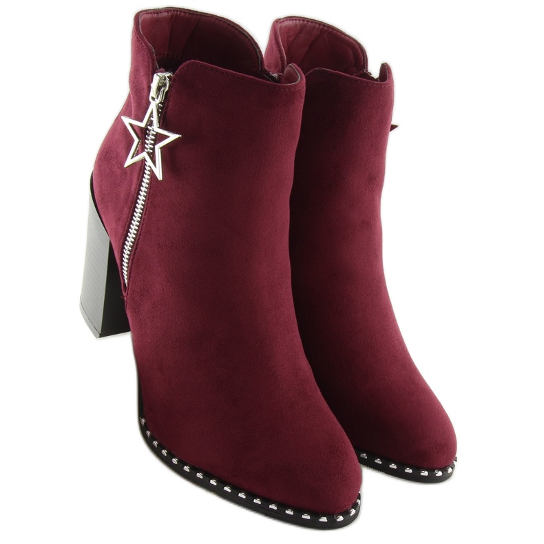 Ghete pe toc stabil burgundy 8576-2 Roșu roşu 2