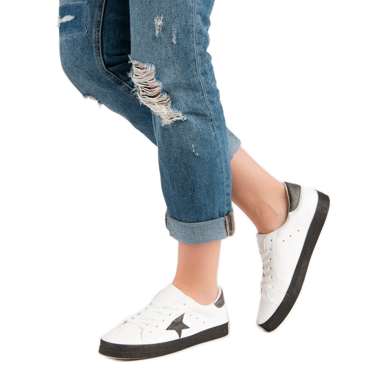 Adidași scăpați la modă alb negru 2