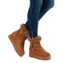 Cizme de zăpadă cămilă pe platformă maro 1