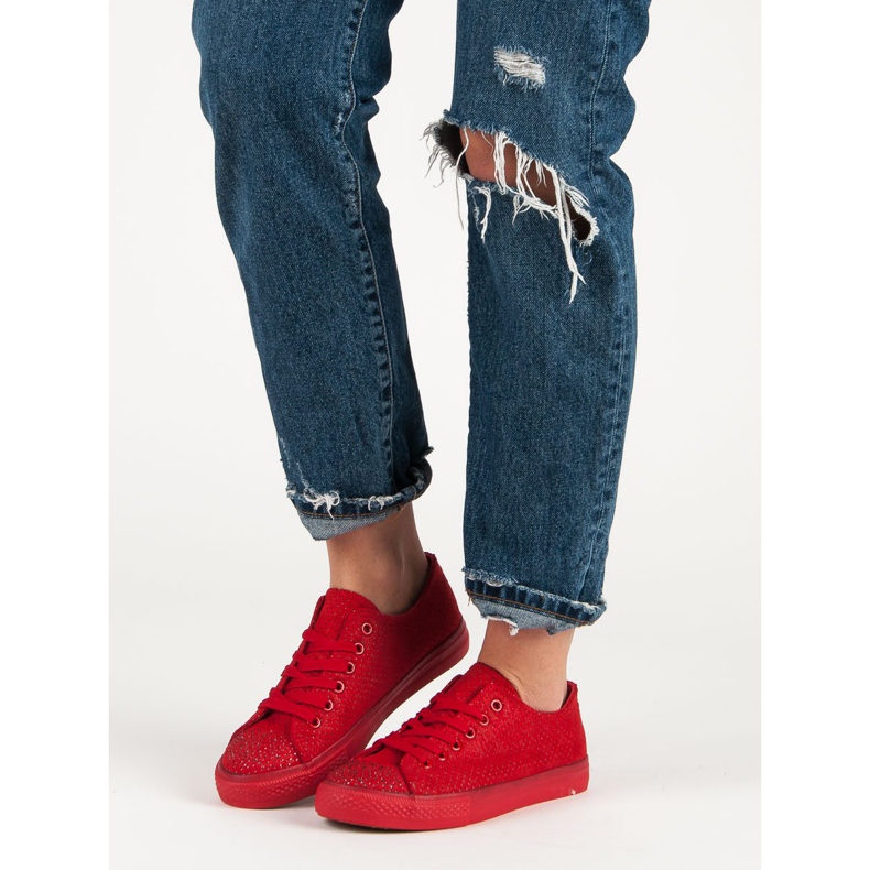 Sport Adidași roșii cu cristale roșu 1