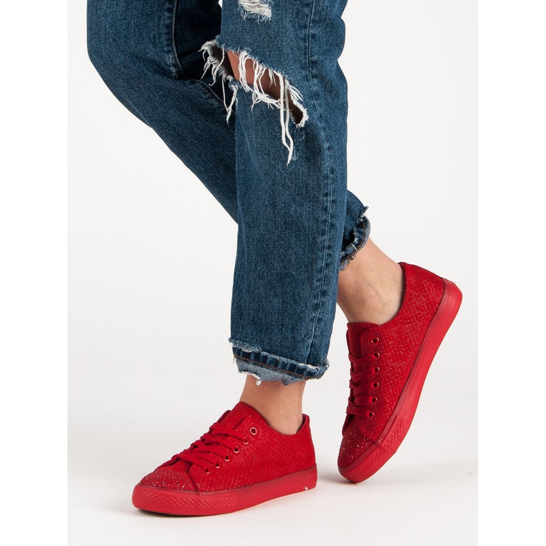 Sport Adidași roșii cu cristale roșu 2