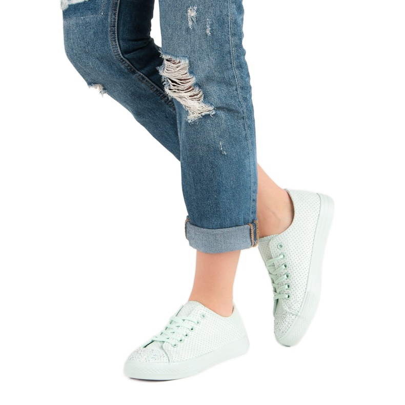 Sport Adidași de menta cu cristale verde 2